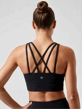 NWT Athleta Conscious Strappy Black Crop Bra Size: S
